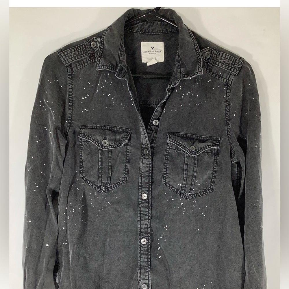 American Eagle Boyfriend Fit Paint
Splatter Button Down-EUC Sz XS-Oversized - Picture 7 of 7